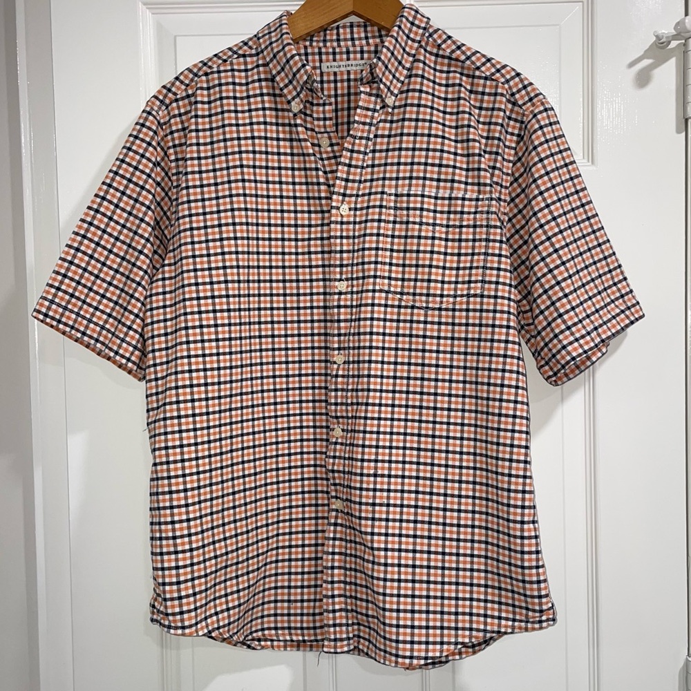 Vintage Knightsbridge Men’s Button Down Shirt M Halloween Orange/Black Check